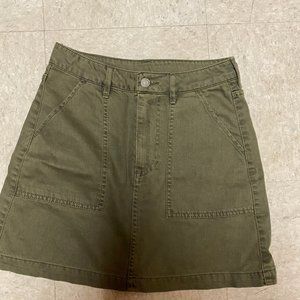 Olive Green A-line Mini Skirt